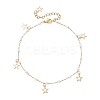Round ABS Imitation Pearl Beads & 304 Stainless Steel Link Chain Tassel Anklets for Women AJEW-AN00738-03-2