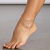 1Pc 201 Stainless Steel Heart Charm Anklets AJEW-LP0007-18-1