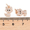 Brass Micro Pave Clear Cubic Zirconia Charms ZIRC-C020-38-4
