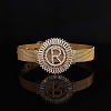 Brass Micro Pave Clear Cubic Zirconia Bangles for Women FS-WGA7409-39-1