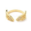 Clear Cubic Zirconia Wings Open Cuff Rings RJEW-L106-011G-2