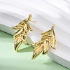 Leaf Brass Stud Earrings EJEW-R025-20G-3