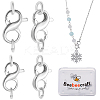 2Pcs 2 Styles Rhodium Plated 925 Sterling Silver Double Opening Lobster Claw Clasps DIY-BBC0001-91-1