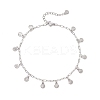 304 Stainless Steel Shell Shape Tassle Paperclip Chain Anklets AJEW-AN00752-1
