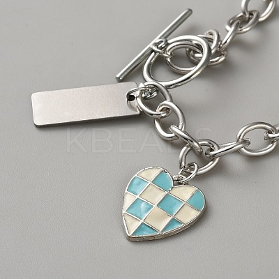 Brass Enamel Heart Charm Bracelets BJEW-WH0012-53P-1
