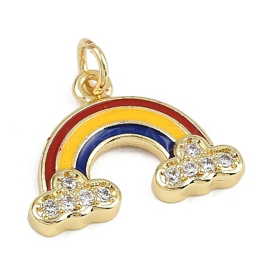Brass Micro Pave Clear Cubic Zirconia Enamel Pendants KK-Z123-14G-1
