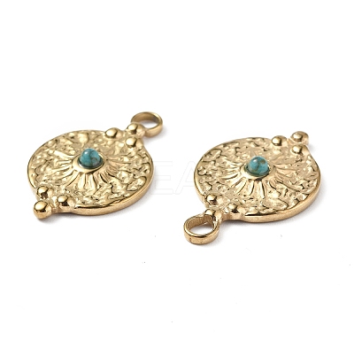PVD Vacuum Plating 201 Stainless Steel Natural Turquoise Pendants STAS-C064-VC868-1