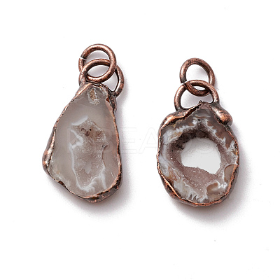 Natural Druzy Agate Pendants G-M383-20R-1