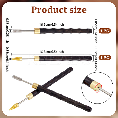 2Pcs 2 Styles Stainless Steel Leather Edge Oil Pen TOOL-NB0002-29B-1