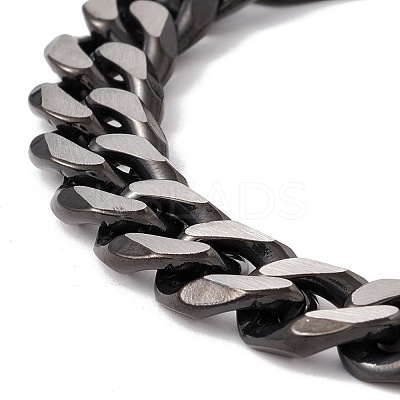 Ion Plating(IP) 304 Stainless Steel Curb Chains Bracelet for Men Women BJEW-B063-01B-1