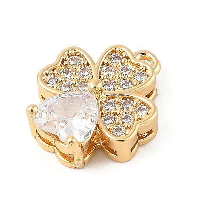 Brass Micro Pave Clear Cubic Zirconia Charms KK-R219-30G-1