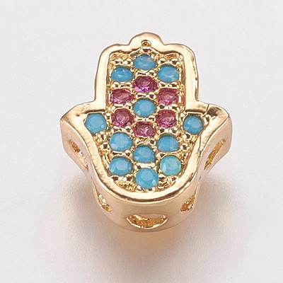 Brass Cubic Zirconia Beads KK-P134-06G-1