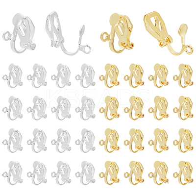 40Pcs 2 Colors Brass Clip-on Earring Findings KK-PH0010-11-1
