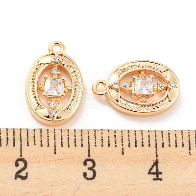 Brass Micro Pave Cubic Zirconia Charms KK-E090-07G-1