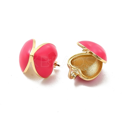 Enamel Heart Hoop Earrings EJEW-C054-02G-1
