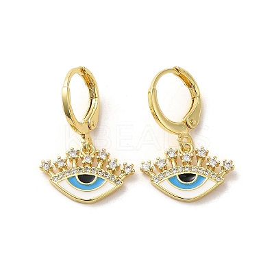 Evil Eye Real 18K Gold Plated Brass Dangle Leverback Earrings EJEW-Q797-01E-G-1