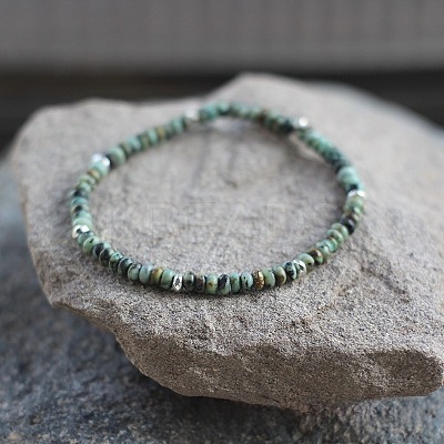Natural African Turquoise(Jasper) Rondelle Beaded Stretch Bracelets UT5328-1-1