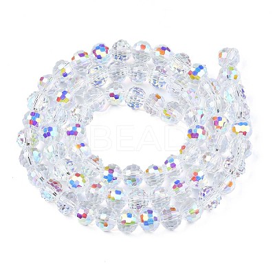 Electroplate Transparent Glass Beads Strands EGLA-N002-15-B03-1