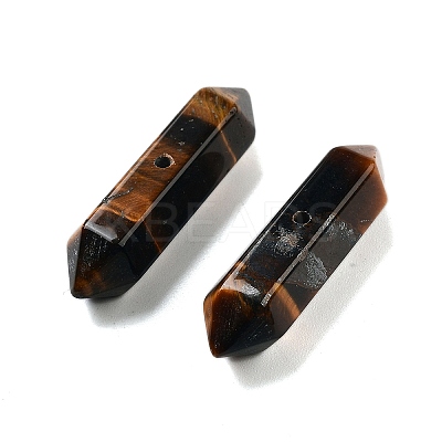 Natural Tiger Eye Double Terminal Pointed Beads G-A231-01C-1