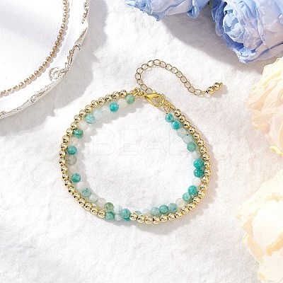 3Pcs Natural Rhodonite & Chrysocolla & Lapis Lazuli &  Dyed Hemimorphite Round Beadeds Double-layered Bracelets for Women BJEW-JB12095-1