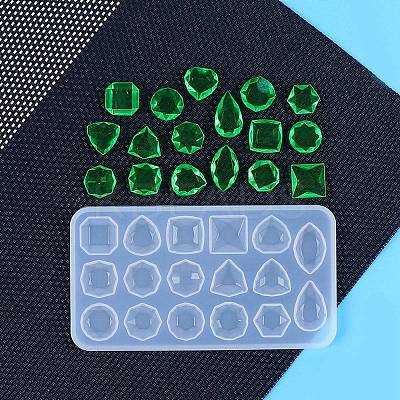 Square/Horse Eye/Teardrop DIY Faceted Gemstone Cabochon Silicone Molds DIY-G099-02B-1