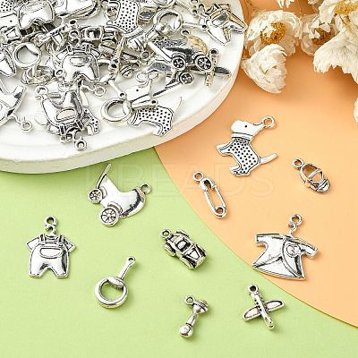 100Pcs 10 Styles Tibetan Style Alloy Charms TIBEP-CJ0002-65-1