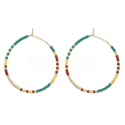 Handmade Glass Seed Beads Hoop Earrings HQ0649-2-1