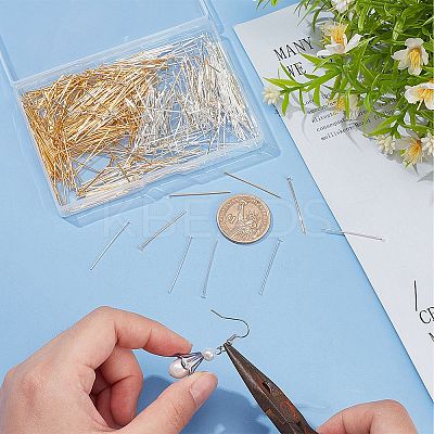 500Pcs 2 Colors Brass Flat Head Pins KK-SC0005-30B-1
