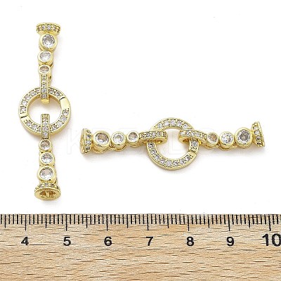Brass with Clear Cubic Zirconia Fold Over Clasps KK-Z080-09G-1