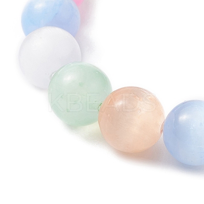 Dyed Natural Selenite Round Beaded Stretch Bracelet BJEW-JB09411-01-1