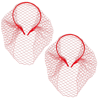2Pcs Polyester Mesh Veil Hair Bands MRMJ-BC0003-49-1