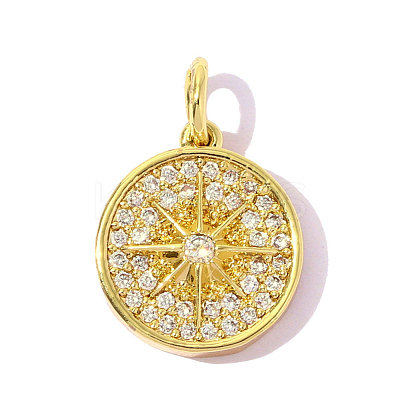 Brass Micro Pave Clear Cubic Zirconia Pendants KK-OY015-73G-1