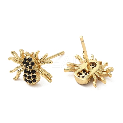Rack Plating Brass Spider Stud Earrings with Cubic Zirconia EJEW-D061-18G-1
