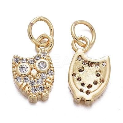 Brass Micro Pave Cubic Zirconia Charms X-KK-K244-05G-1
