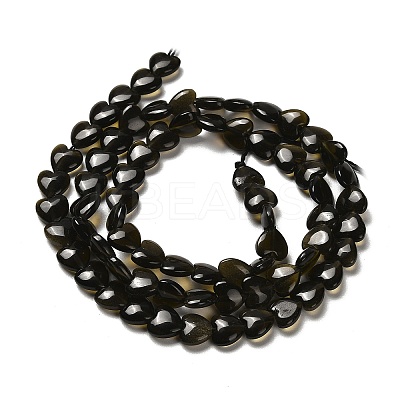 Natural Golden Sheen Obsidian Beads Strands G-P575-C04-6mm-1