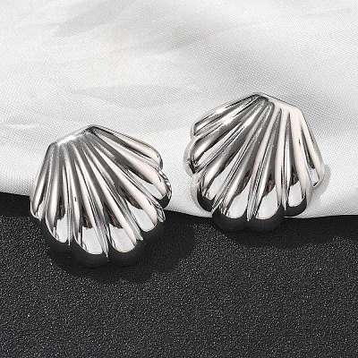 304 Stainless Steel Shell Shaped Studs Earrings for Women LS-EJEW-K306-23P-1