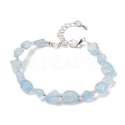 Natural Aquamarine Beads Bracelets for Women BJEW-H623-02S-09-1