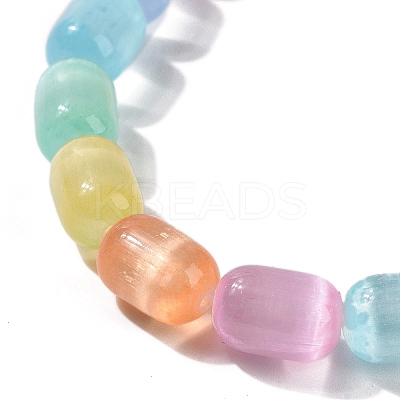 Dyed Natural Selenite Oval Beaded Stretch Bracelet for Women BJEW-I312-03A-1