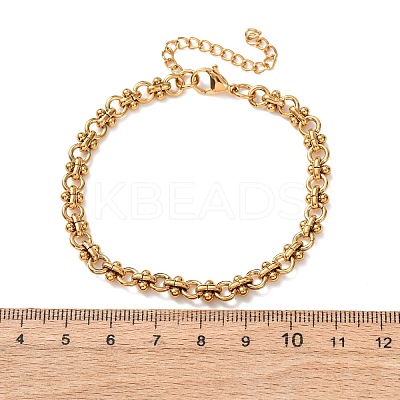 304 Stainless Steel Ring Link Chain Bracelets for Women BJEW-F529-13G-1