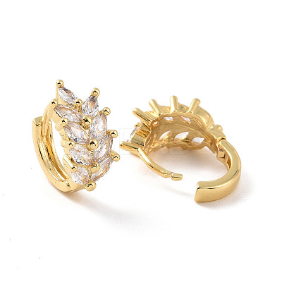 Clear Cubic Zirconia Wheat Hoop Earrings X-EJEW-F298-18G-1