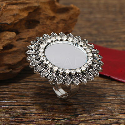 Retro Flower Alloy Rhinestone Adjustable Rings FP1632-2-1