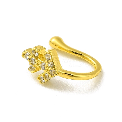 Clear Cubic Zirconia Anchor Clip on Nose Ring LS-AJEW-F059-19G-1