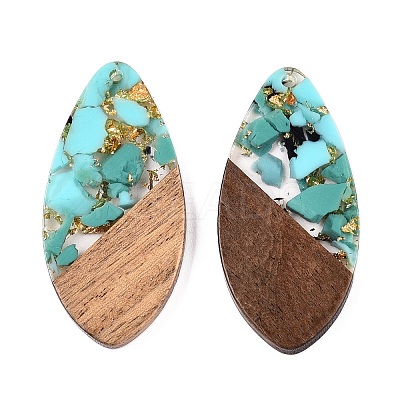 Transparent Resin and Walnut Wood Pendants RESI-T057-05J-1