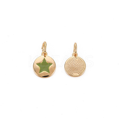 Brass Enamel Charms KK-S356-671G-NF-1