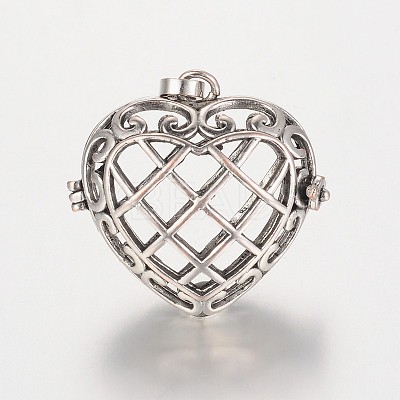 Eco-Friendly Rack Plating Brass Hollow Heart Cage Pendants KK-M180-13AS-RS-1