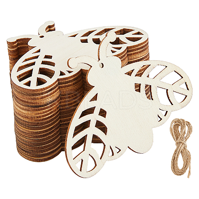 40Pcs Moth Unfinished Blank Wooden Pendants Set for Painting Arts AJEW-FH0006-65-1