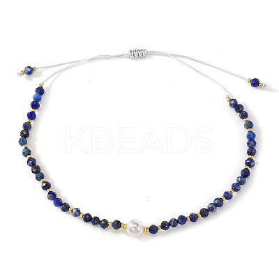 Adjustable Natural Lapis Lazuli Bead Braided Bead Bracelets for Women MX1312-3-1