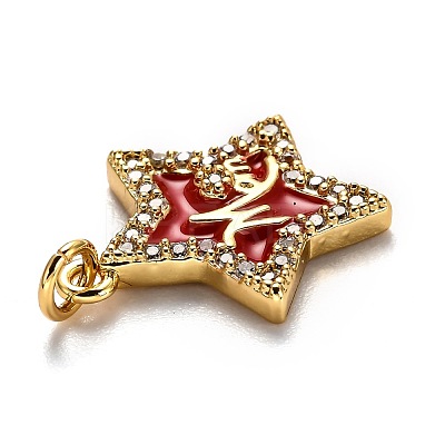 Brass Clear Cubic Zirconia Pendants KK-B028-05G-A-1