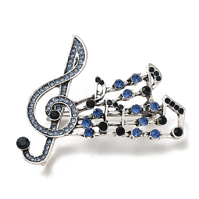 Musical Note Alloy Rhinestone Brooches for Backpack Clothes JEWB-Q009-08AS-1