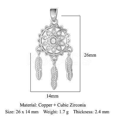 Brass Micro Pave Cubic Zirconia Pendants ZIRC-OY001-50P-1